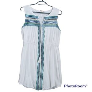 Kenji White Bead Embroidered Front Sleeveless Dress Lined Woman
